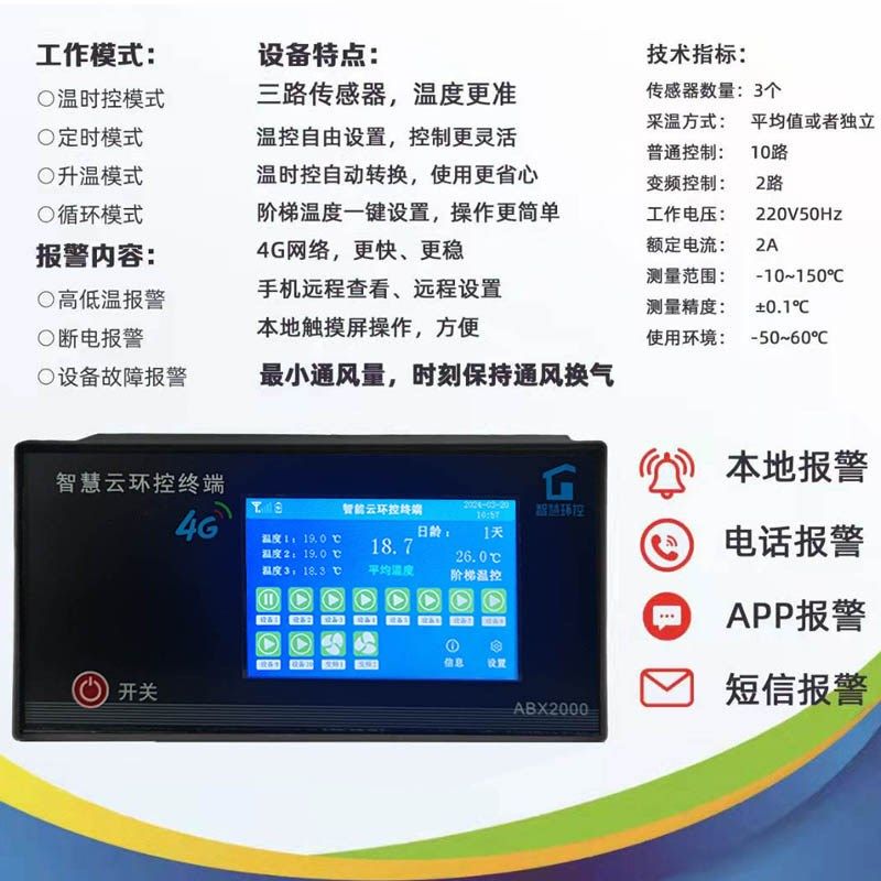 4G手机远程控制箱养殖场风机专用温控箱不锈钢多路触摸屏控制器,搬运/仓储/物流设备,机械式停车设备（立体停车库）,淘宝优惠券,粉丝福利购,淘宝优惠卷