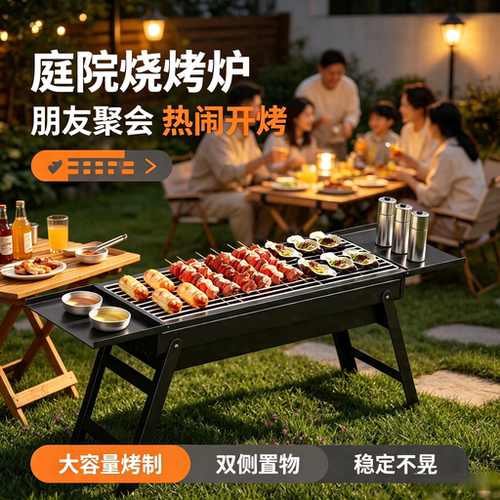 户外烧烤炉烧烤家用木炭折叠便携式架子全套工具小型烤肉炉子野外