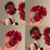 手作红色花朵新中式 新娘发钗女2025新款 古风发簪旗袍盘发新娘头花