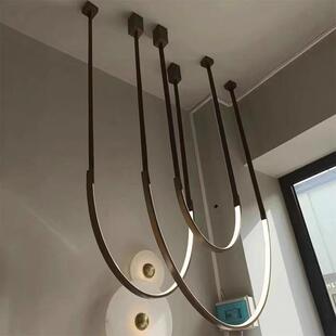 现代简约U型LED灯具设计师个性创意异性艺术灯具商铺展厅复式吊灯