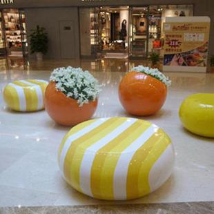 现货玻璃钢圆形坐凳雕塑商业街时尚 玻璃纤维休闲座椅 创意组合式