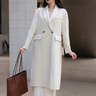 2025秋冬新款双面羊绒羊毛大衣女中长款正肩高级感修身毛呢外套