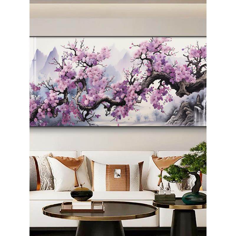 梅花紫气东来挂画东墙客厅沙发背景墙国画新中式书房墙壁画靠山图,家居饰品,现代装饰画,淘宝优惠券,粉丝福利购,淘宝优惠卷