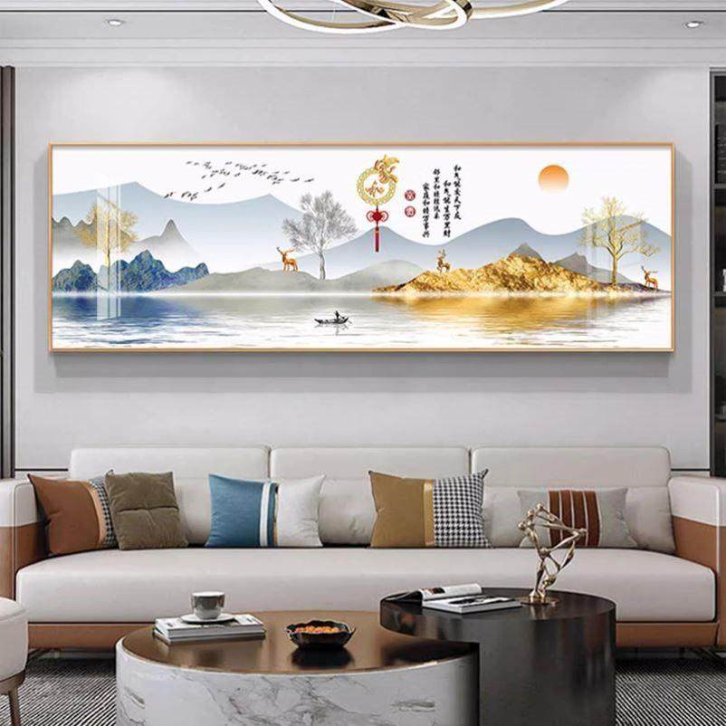 客厅装饰画沙发背景墙画壁画新中式挂画晶瓷办公室挂画墙壁山水画,家居饰品,现代装饰画,淘宝优惠券,粉丝福利购,淘宝优惠卷