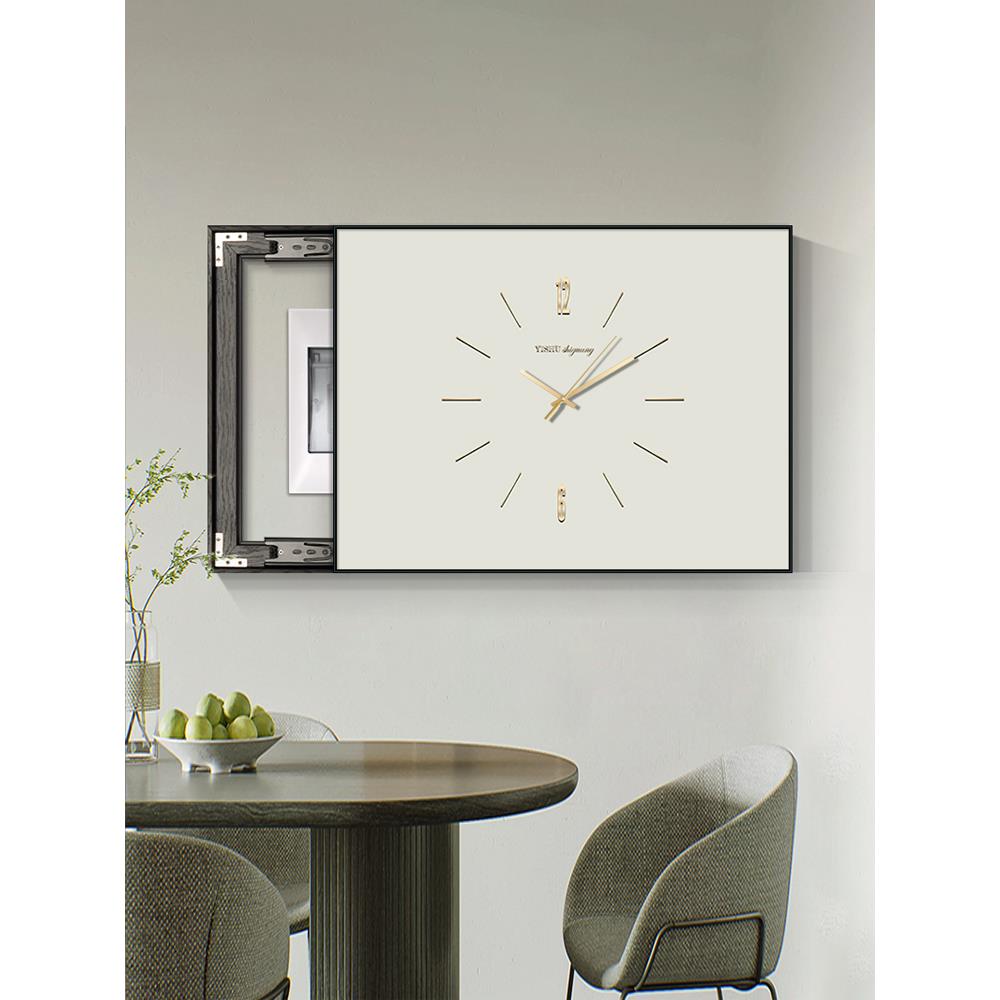 纯色表箱装饰画无冲孔时钟阻塞配电箱开关箱客厅无障碍豪华挂钟画