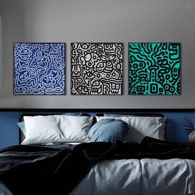 Mrdoodle波普涂鸦线条艺术装饰画工作室餐厅抽象潮牌挂画卧室画