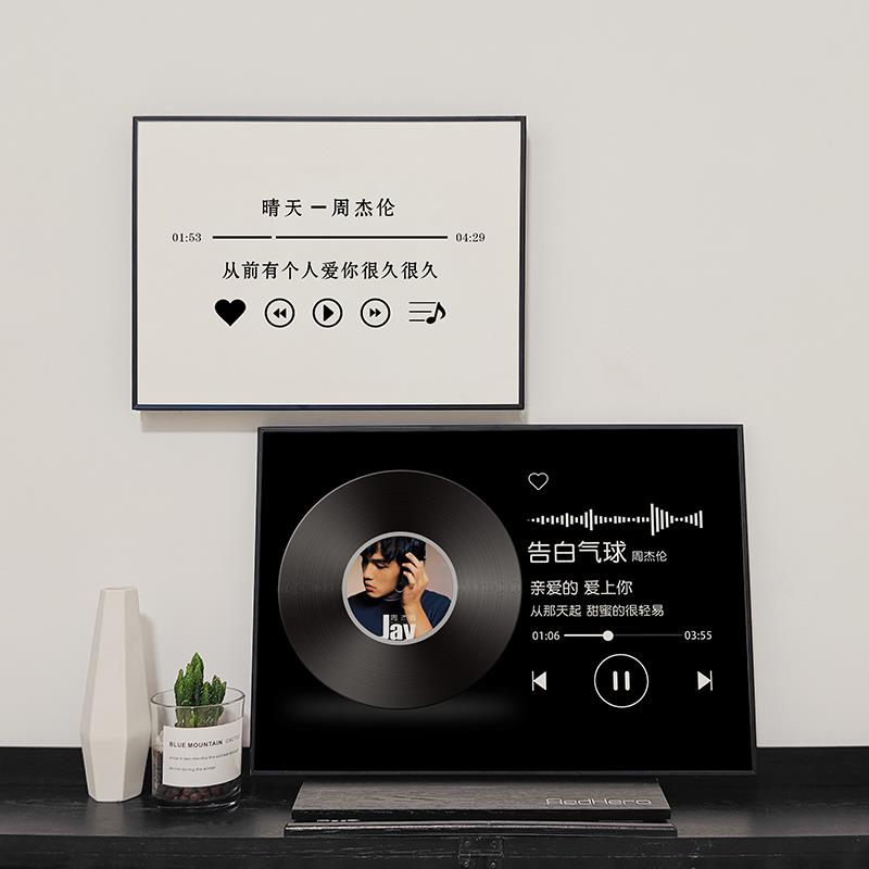 周杰伦歌词唱片黑白简约电表箱装饰画遮挡2025新款网红明星周边挂