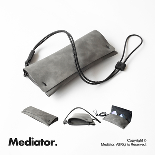 肤感羊巴面料眼镜收纳包便携式 挂脖可挂高级感近视眼镜太阳镜袋