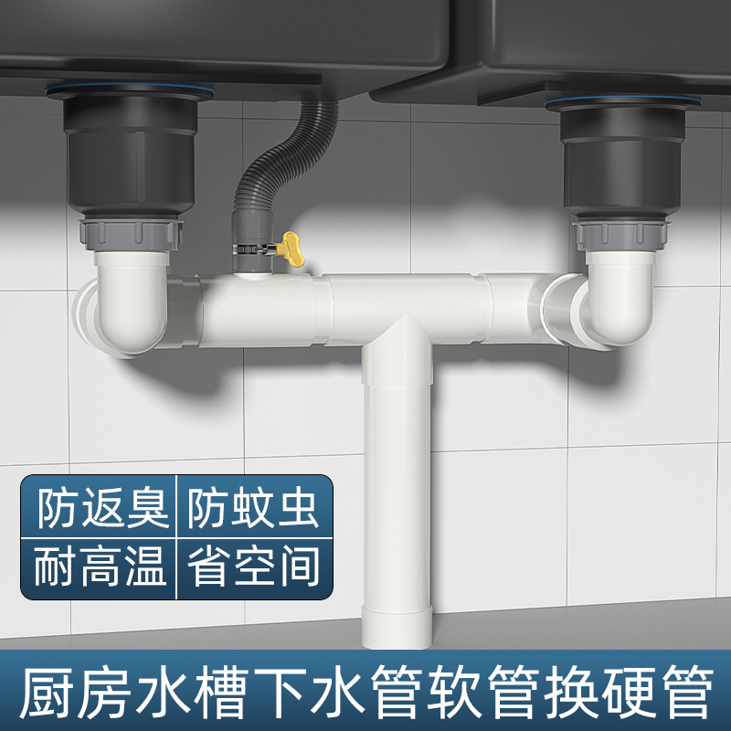 水槽下水管配件大全厨房下水硬管