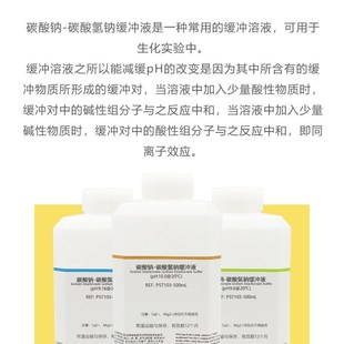 碳酸氢钠缓冲溶液 pH9.6 碳酸钠 pH9.16 500ML pH10.0 碳酸盐缓冲