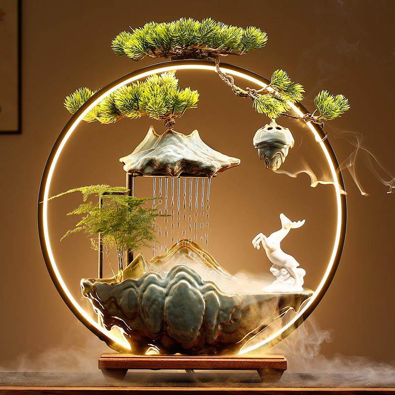 招财高山流水摆件循环水客厅生财家居玄关办公室桌面开 业乔迁礼,家居饰品,装饰摆件,淘宝优惠券,粉丝福利购,淘宝优惠卷