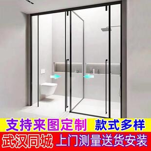 武汉一门两用T型淋浴房隔断卫生间干湿分离浴室屏风洗澡间推拉门