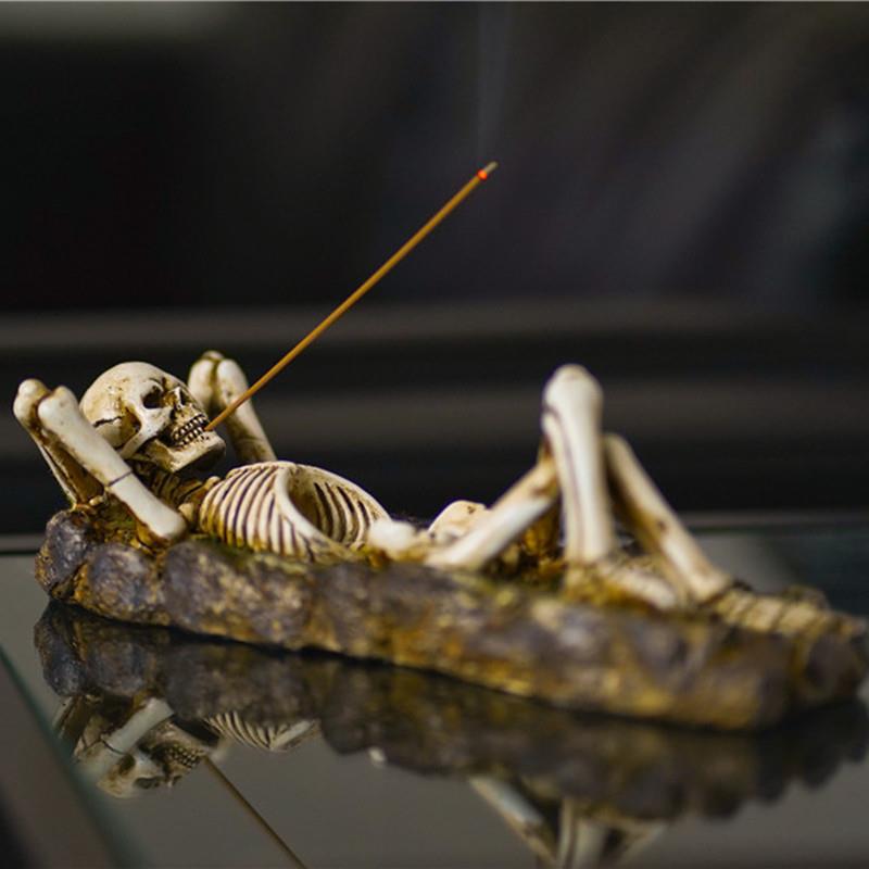 创意线香香插熏香座茶道卧香炉摆件家用室内创意哥特风格骷髅搞怪