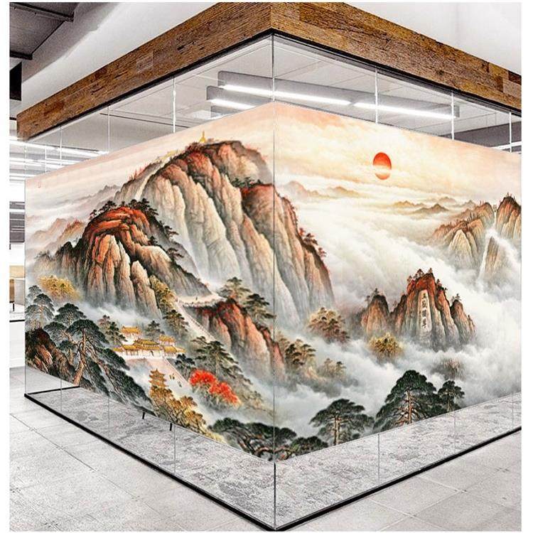 定制新中式玻璃贴纸五岳泰山有山无水办公室客厅移门窗户静电贴膜,家居饰品,玻璃膜/贴,淘宝优惠券,粉丝福利购,淘宝优惠卷
