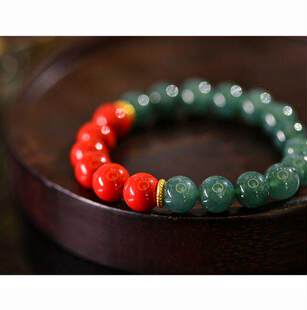 KBR51206006 天然A货翡翠朱砂圆珠手串设计感简约款 新年珠宝节