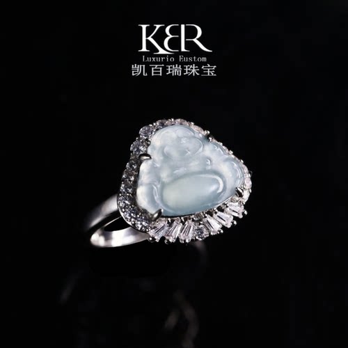 天然A货翡翠佛公戒指开口戒指戒圈简约KBR0405007