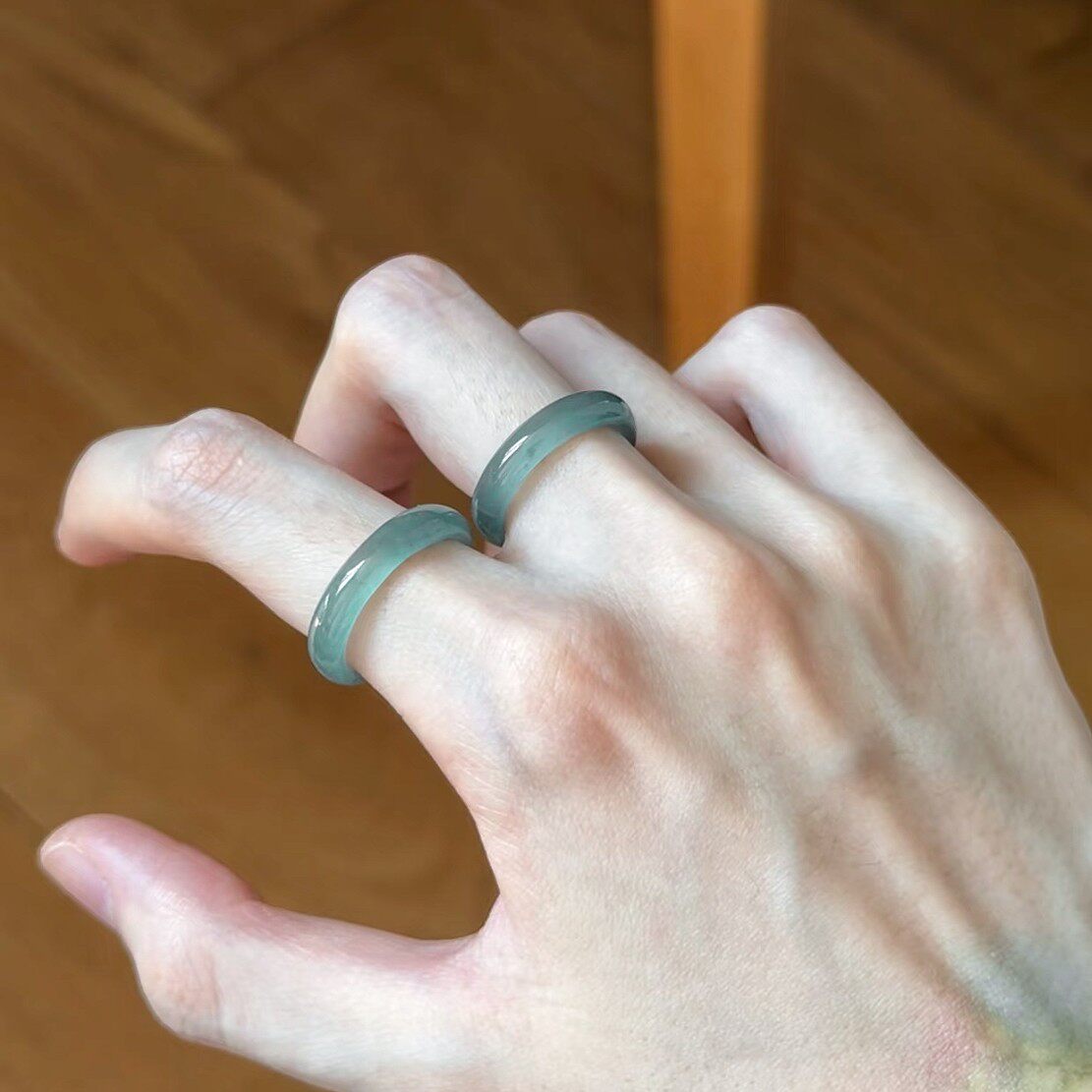 【Tia姐妹团专享】天然A货冰种翡翠戒指情侣款拍1发2KBR51122001