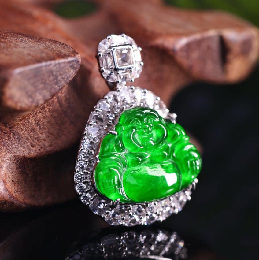 【珠宝节专享】天然A货翡翠冰种满绿佛公吊坠百搭款 KBR50905002