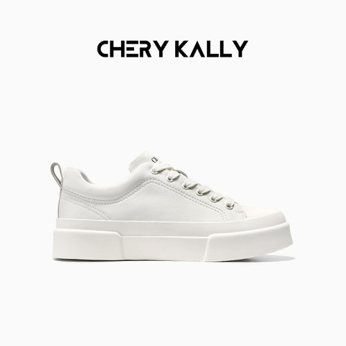 cherykally真皮厚底小白鞋女