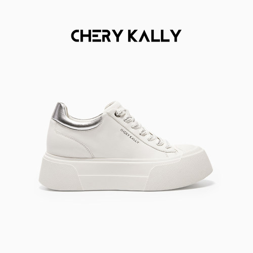 cherykally真皮厚底小白鞋女