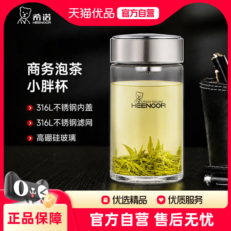 希诺高硼硅办公室透明玻璃杯带盖图片