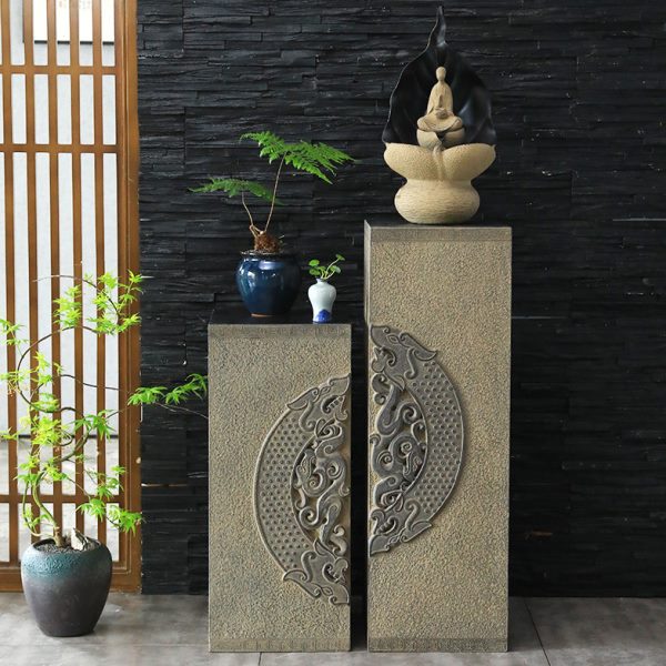 花园庭院柱流水室内子展示摆件客厅装饰招财柱新中式落地底座玄关