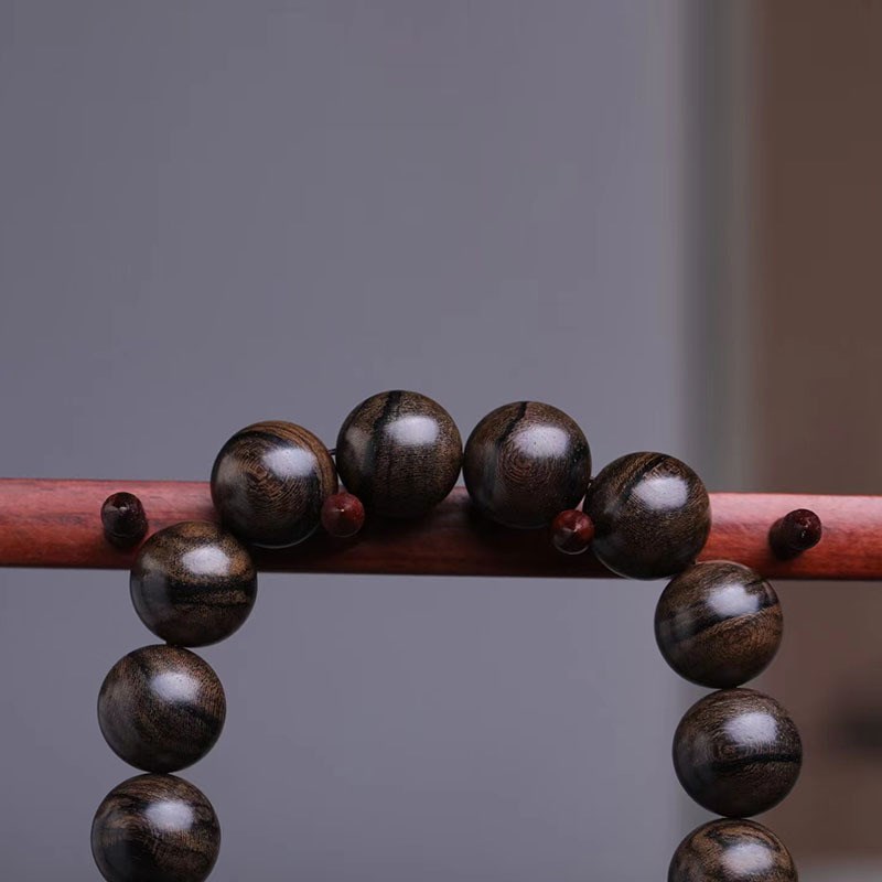 菩萨棋虎斑纹沉香珠手持木质念珠饰品文玩多圈汽车挂件手串送礼