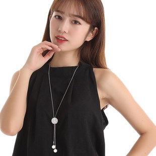 毛衣链韩版 项链百搭衣服配饰女高档项饰饰品 秋冬花球流苏长款