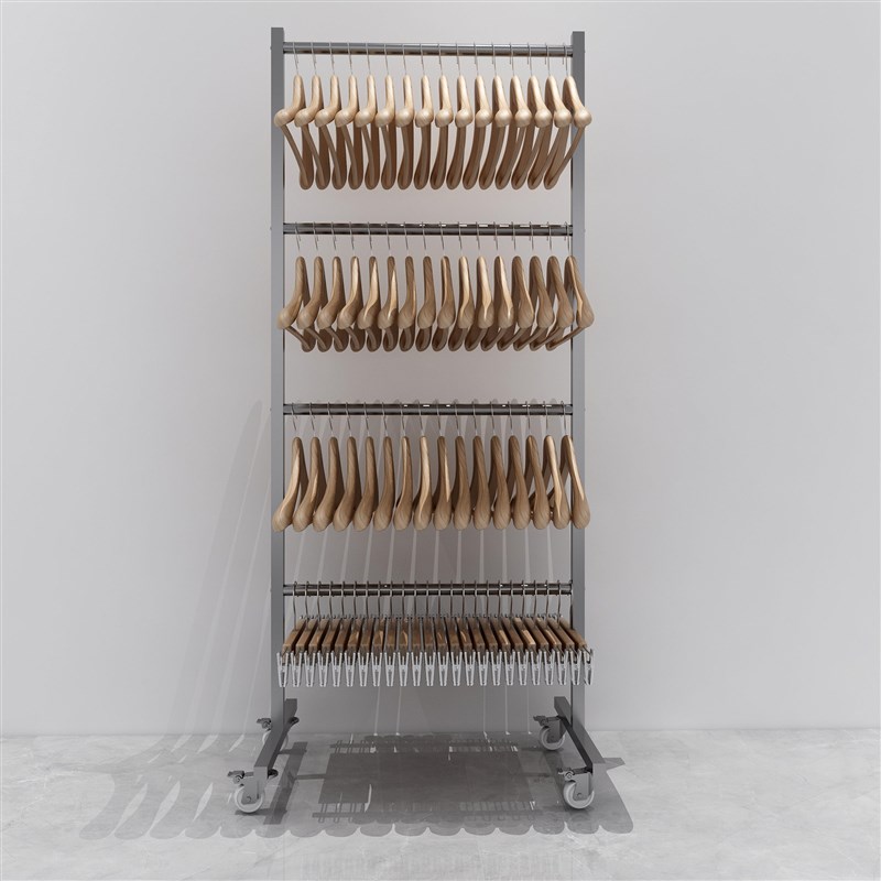 衣架收纳架服装店衣架整理神器多层落地式可移动挂衣撑架子不锈钢