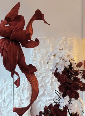 巨型纸艺红色美塑花橱窗装饰摄影背景手工纸花大型装饰婚庆婚礼