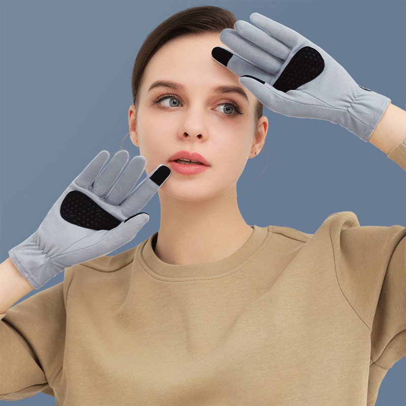 手套冬天女德绒防寒保暖触屏手套秋季薄款韩版骑行自行车防风开车