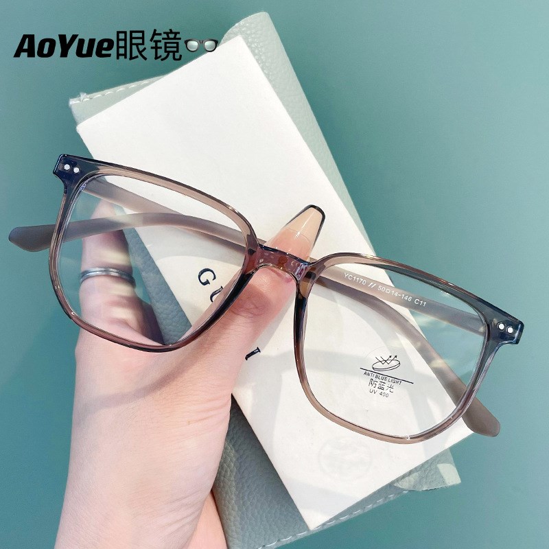 YC1170新款黑色大框眼镜 男女潮防蓝光方形显脸小平光镜可配度数