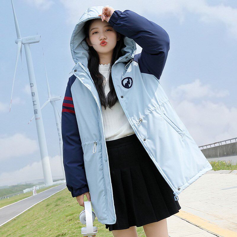 初中生棉衣少女外套大童羽绒棉服2024新款学生中长款高中女生棉袄
