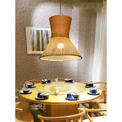 饭店新中式竹编吊灯火锅店湘菜馆农庄餐桌走廊创意装饰竹艺小吊灯