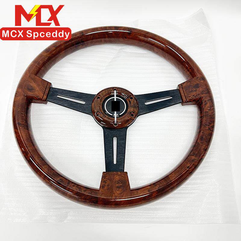 汽车改装无限仿桃木方向盘 14寸350mm通用赛车竞技复古游戏方向盘