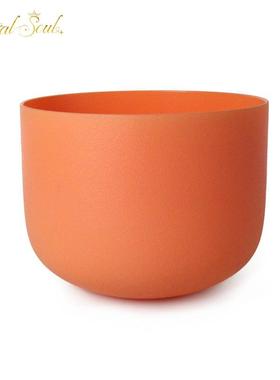 炼金水晶钵9英寸432Hz橙色磨砂钵石英水晶颂钵冥想疗愈唱歌碗