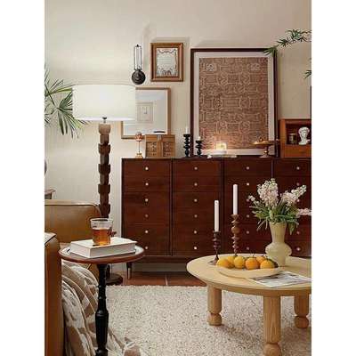 轻法式中古风宋代美学实木框挂画餐边柜装饰画南洋复古文艺高级感