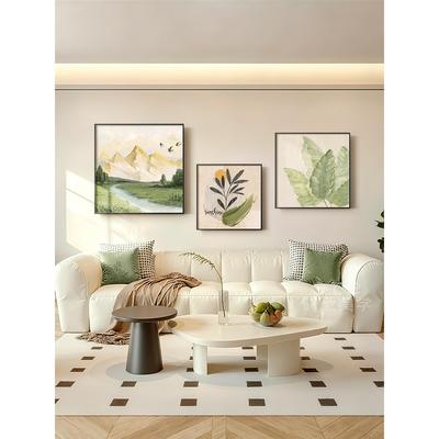 背有靠山客厅装饰画奶油风沙发背景墙后挂画山水风景餐厅饭厅壁画