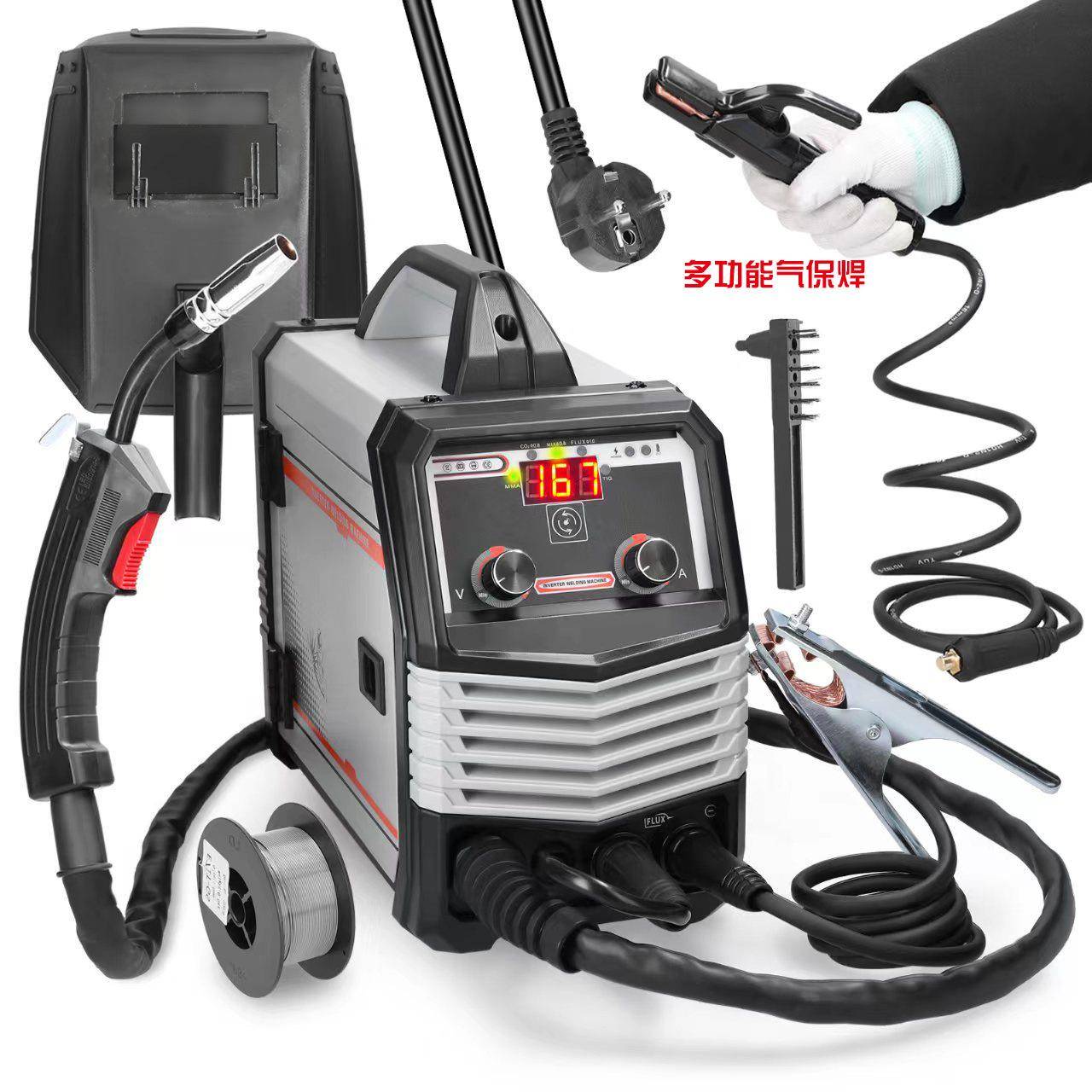 多功能气保焊120A/110/220V美规1kg4合1MIG/MAG/TIG/MMA电焊机