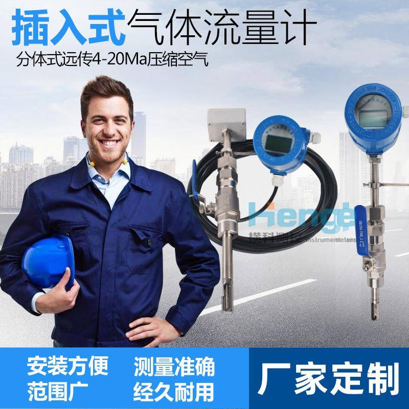 现货插入式热式气体流量计分体式远传压缩空气一体质量流量计