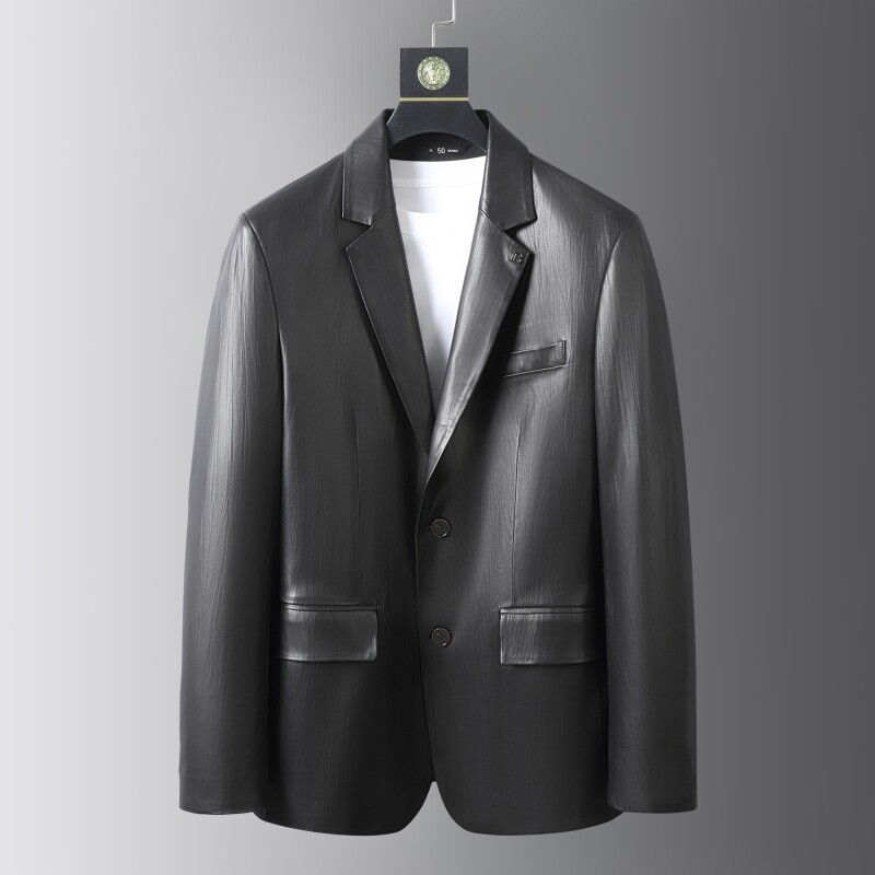 皮衣男绵羊皮西服商务休闲外套