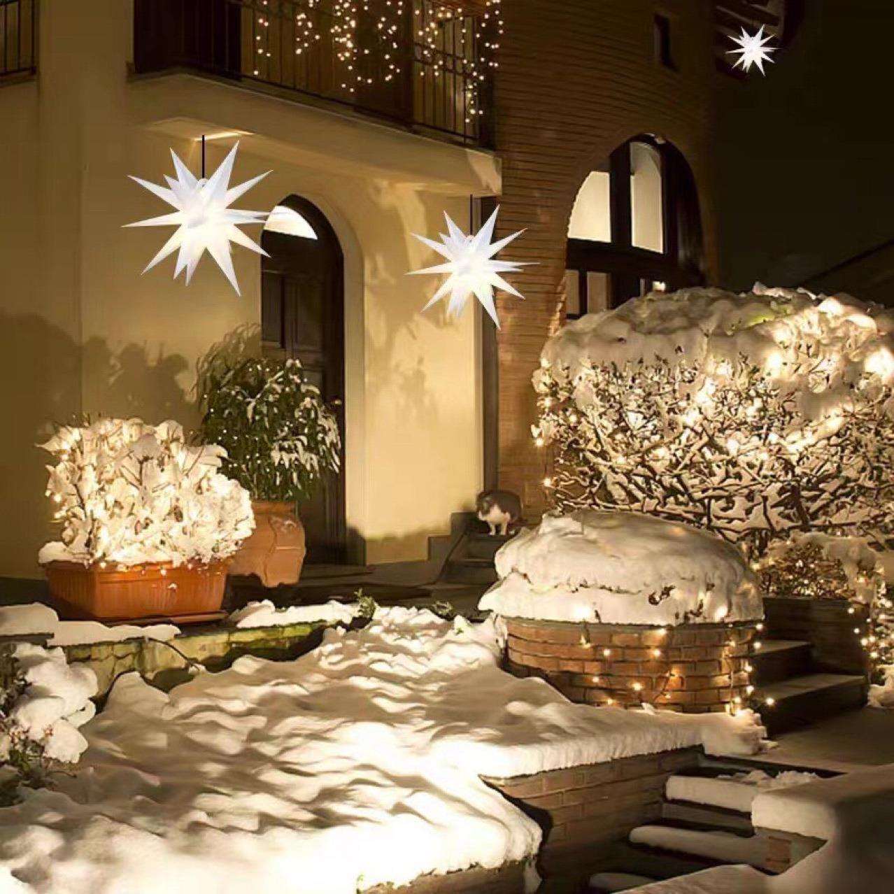 多角星星吊灯 灯罩可折叠户外灯RGB幻彩灯 节日装饰灯 圣诞树装饰