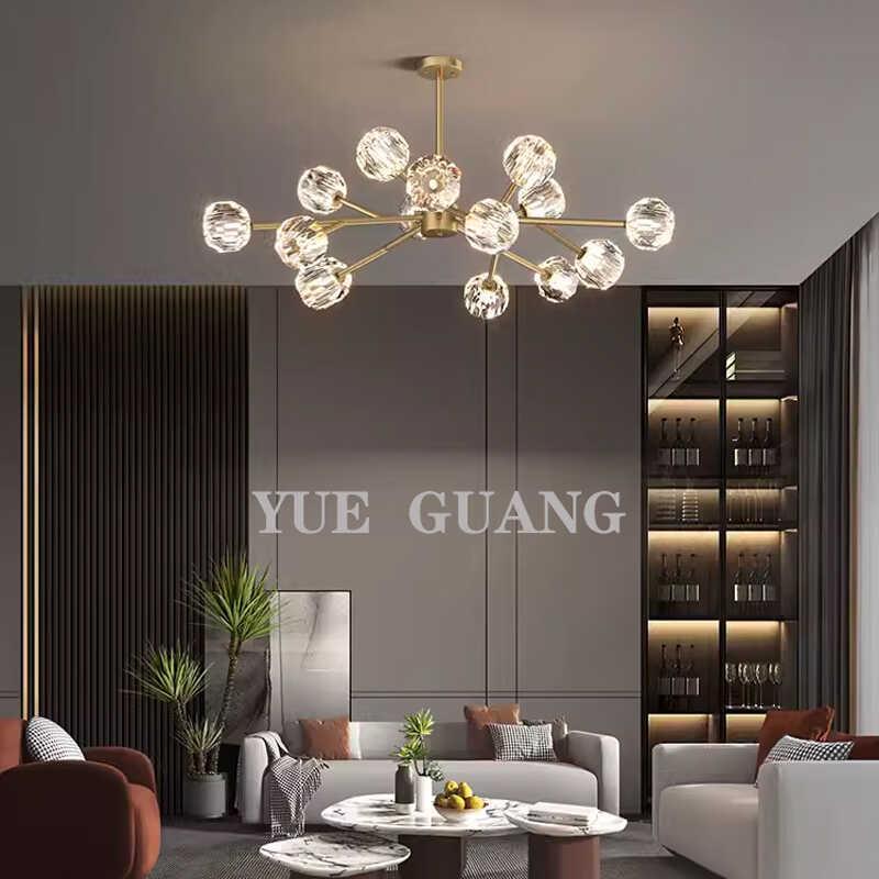 全铜轻奢水晶吊灯客厅现代简约餐厅卧室北欧创意个性网红魔豆灯具