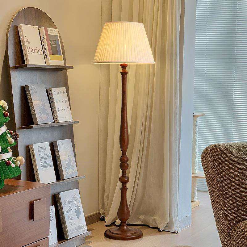 复古实木落地灯客厅沙发旁法式美式中古风高级感卧室立式床头台灯