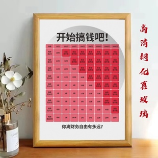 开始搞钱吧玻璃面板相框摆台装饰家居装办公室摆件送朋友桌面装饰