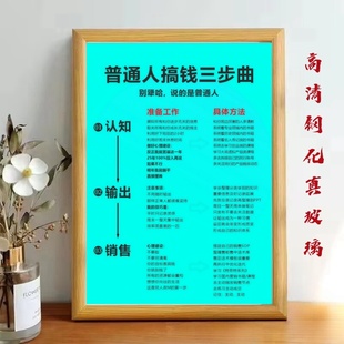 普通人搞钱三步曲玻璃相框摆台装饰家居装办公室摆件桌面装饰摆件