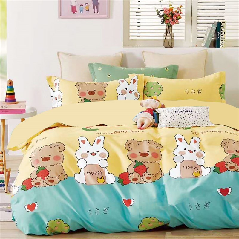 全棉可爱卡通四件套学生宿舍儿童三件套纯棉床笠床单式被套床上4