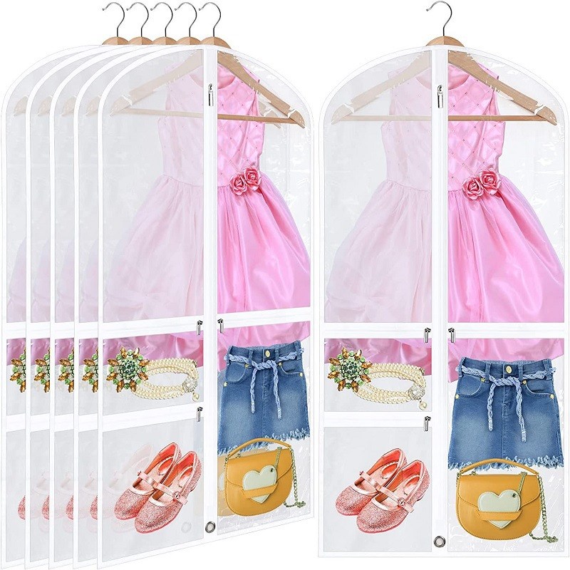 定制儿童衣服防尘罩挂式多口袋拉链服装西服套加厚衣物收纳袋简约