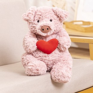 爱心猪猪抱枕公仔儿童生日礼物大布娃娃女孩睡觉毛绒玩具小猪玩偶