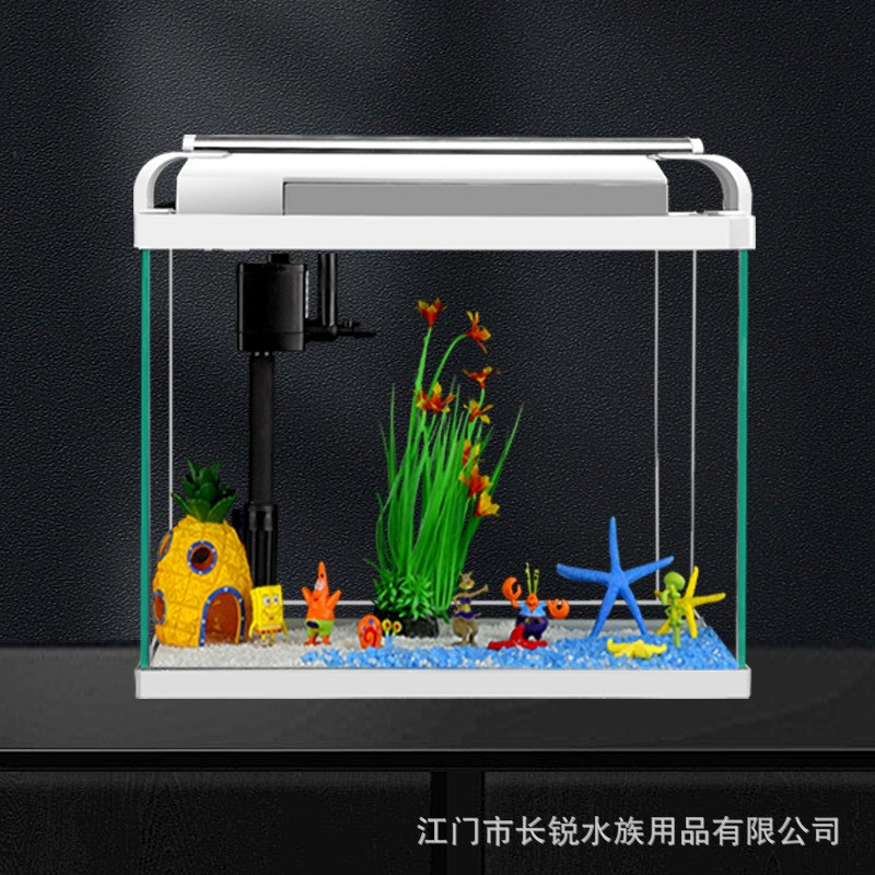 新款造景超白玻璃鱼缸客厅小型家用半开放式免换水桌面养鱼观赏缸